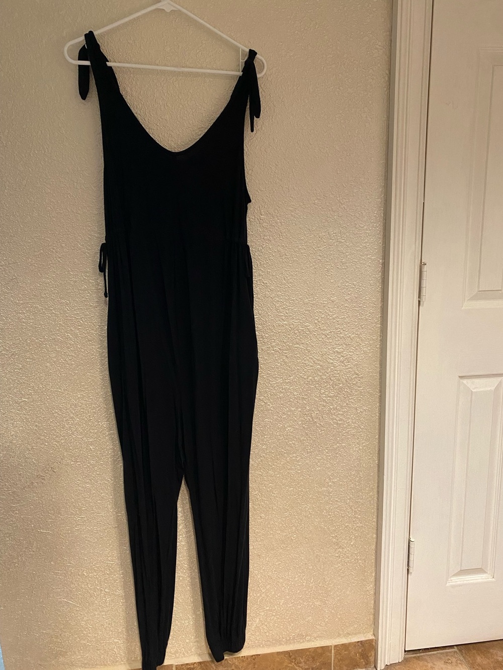 Black Tie-Shoulder Maternity Jumpsuit